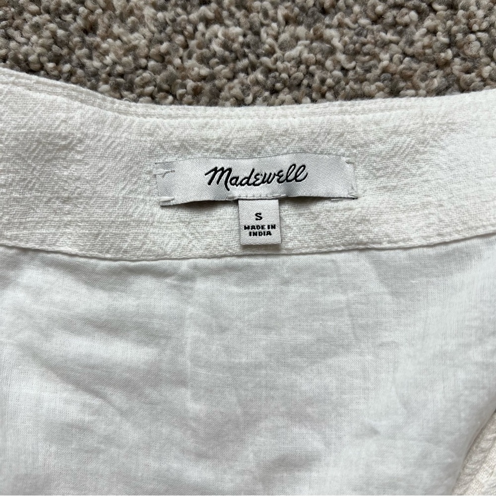 Madewell Ruffle-Sleeve Wrap Mini Dress in White, Size Small - Picture 5 of 10